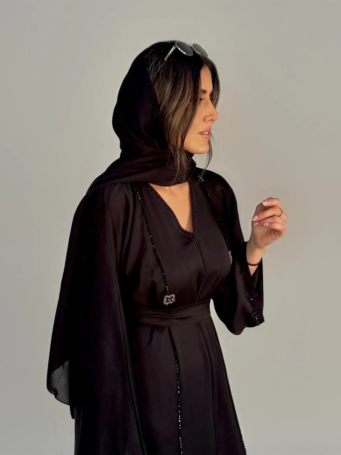 Black Embellished Abaya 2 Piece Set